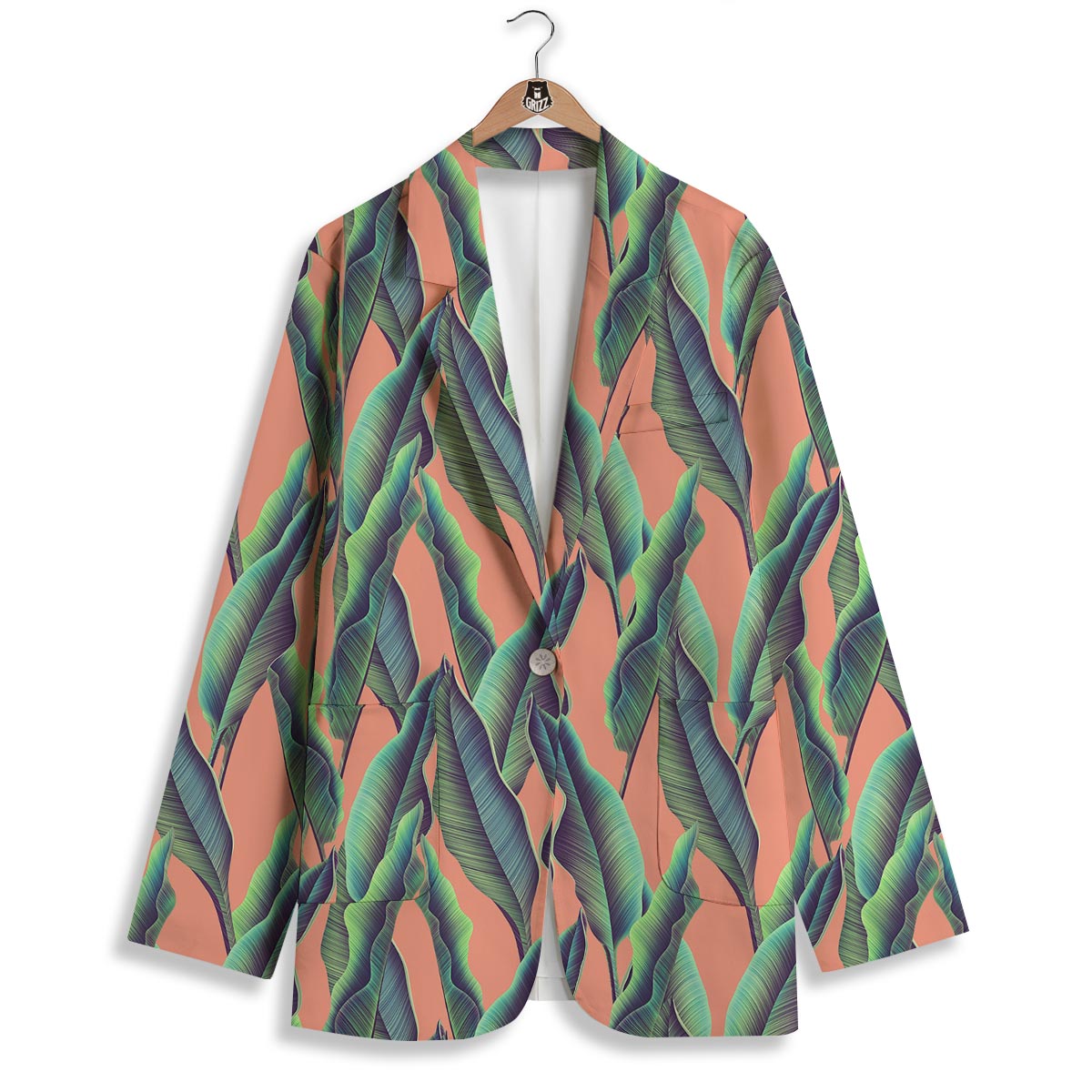 Banana Leaf Tropical Print Pattern Women's Blazer-grizzshop