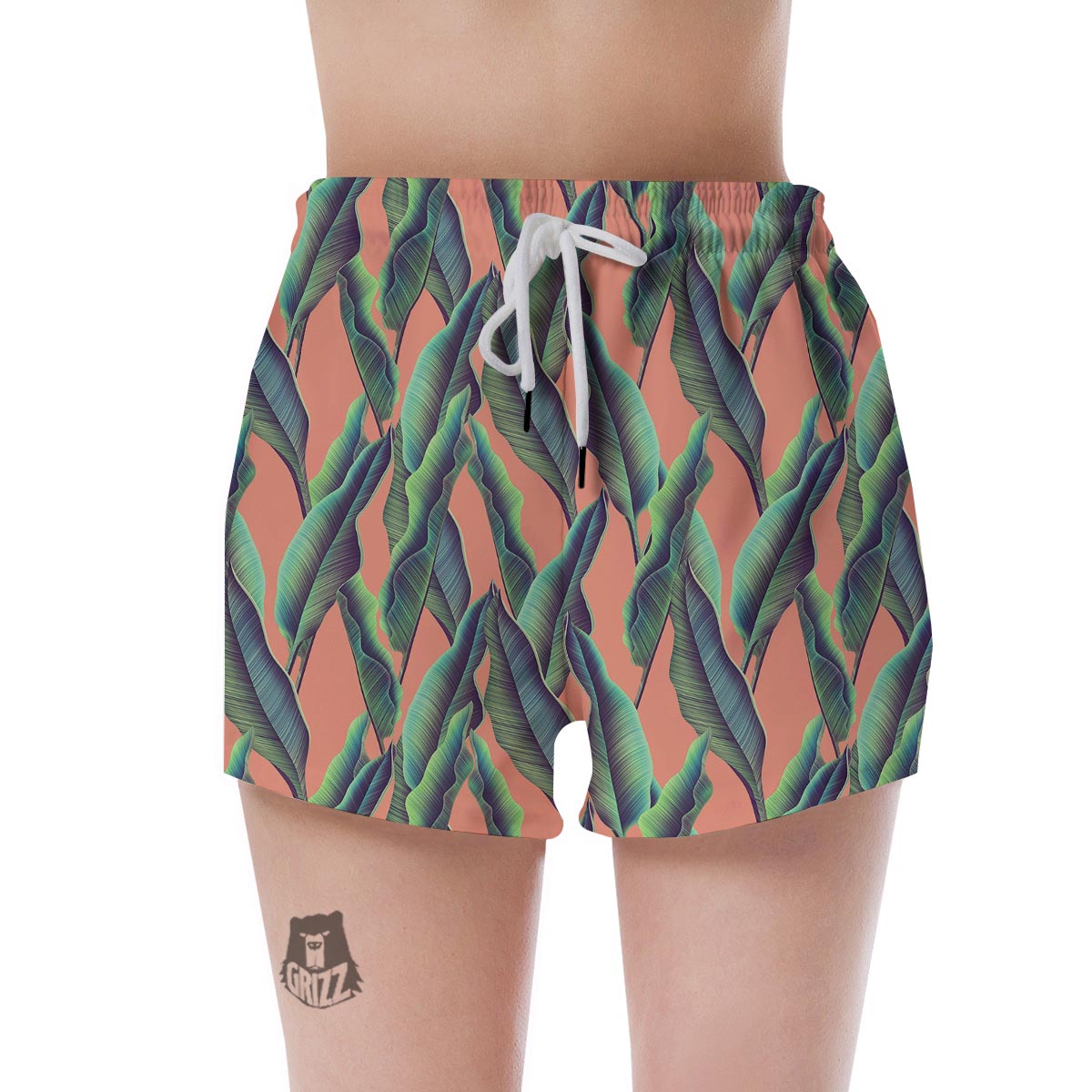 Banana Leaf Tropical Print Pattern Women's Shorts-grizzshop