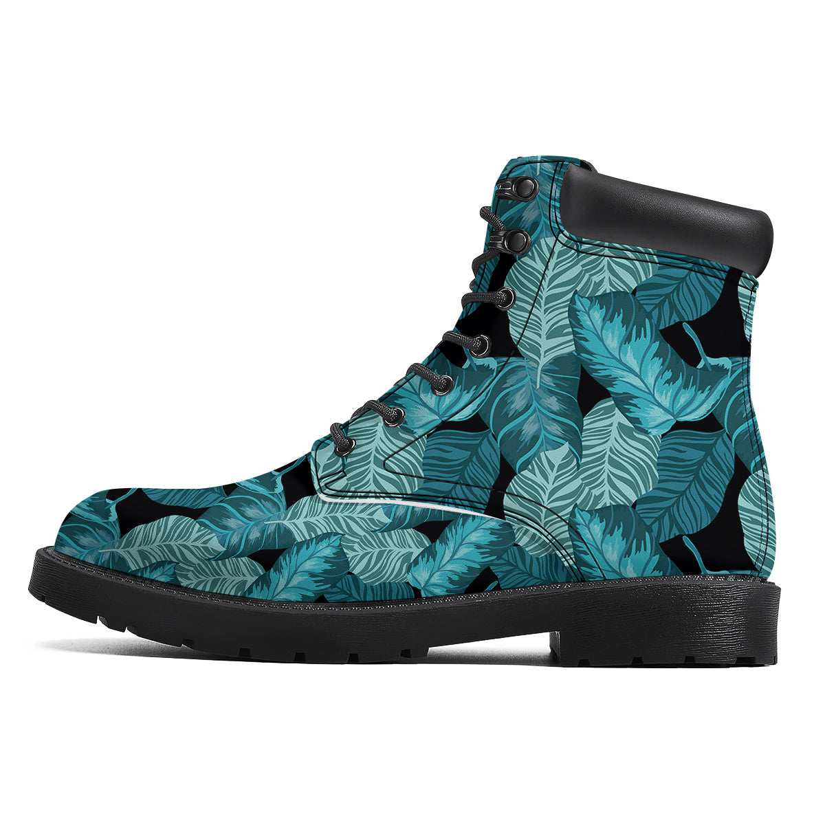 Banana Leaf Turquoise Print Pattern Boots-grizzshop