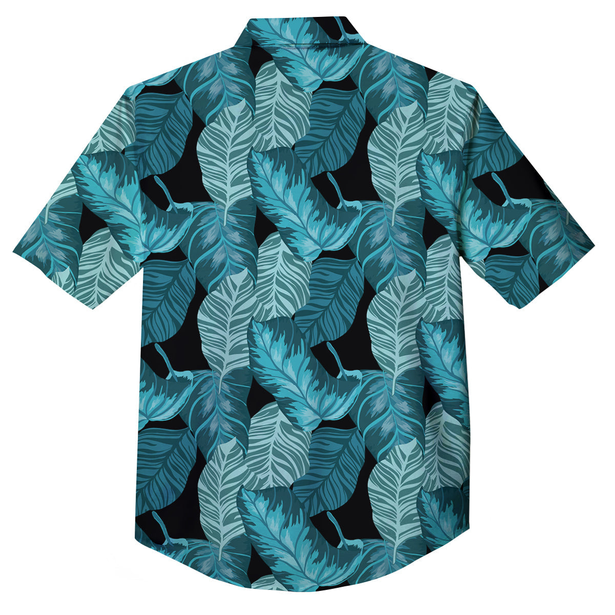 Banana Leaf Turquoise Print Pattern Button Up Shirt-grizzshop