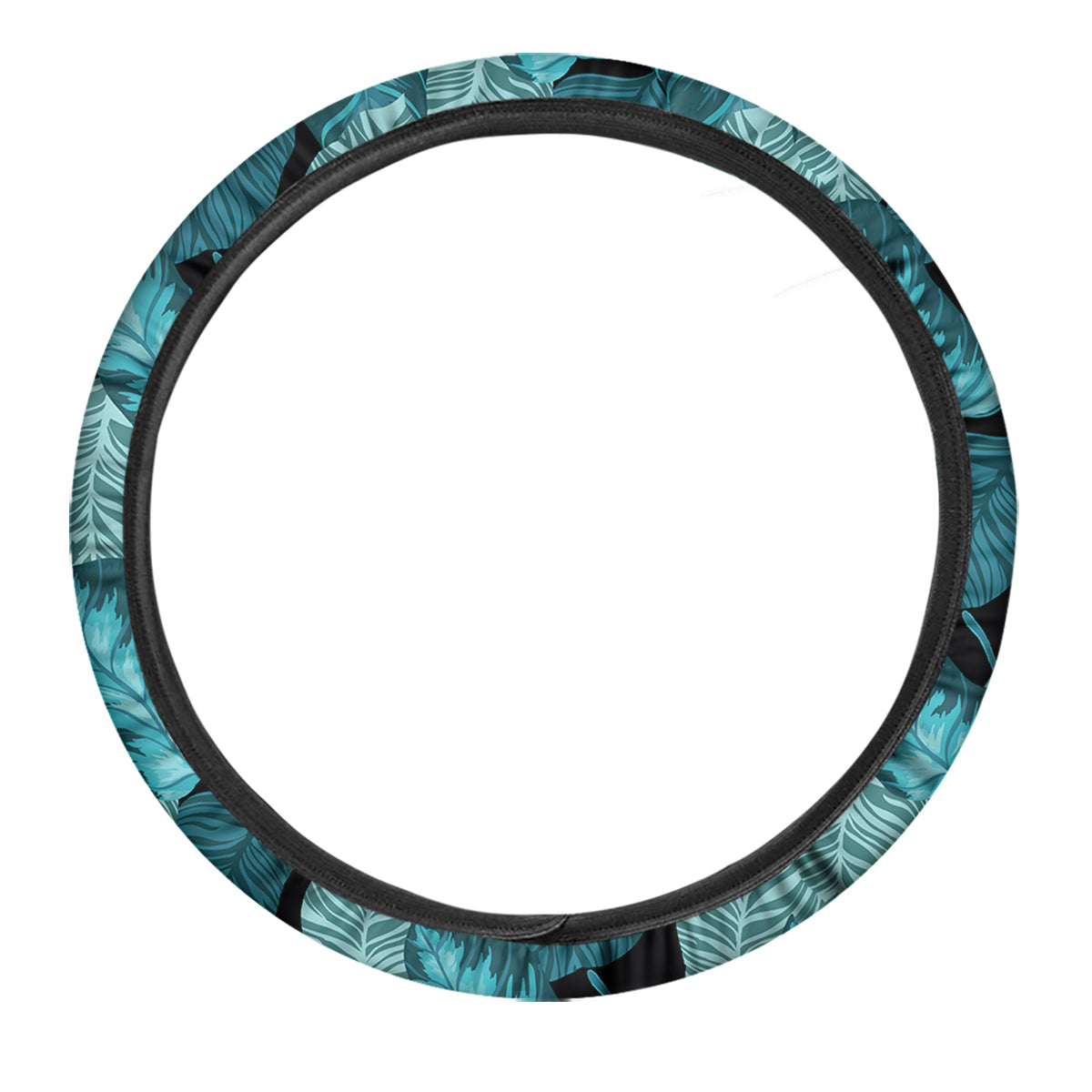 Banana Leaf Turquoise Print Pattern Car Steering Wheel Cover-grizzshop