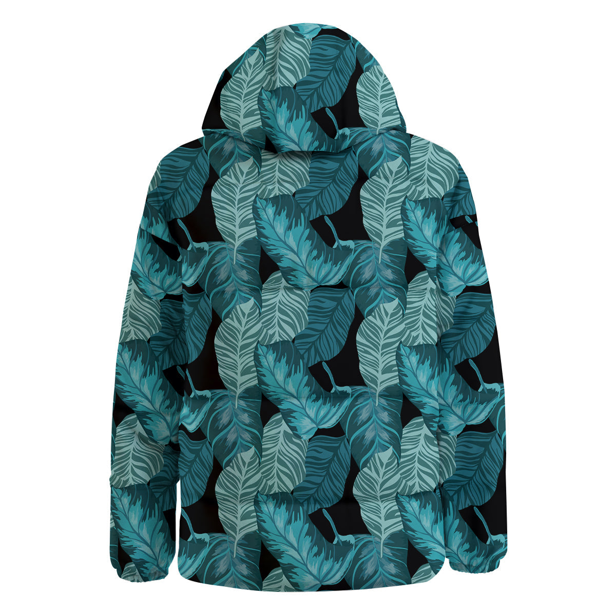 Banana Leaf Turquoise Print Pattern Down Jacket-grizzshop