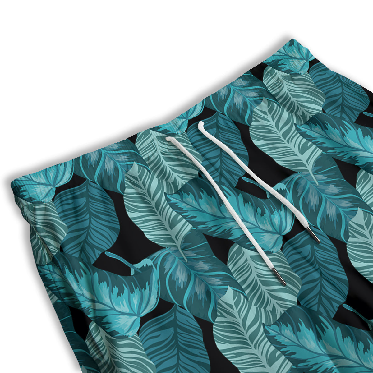 Banana Leaf Turquoise Print Pattern Men's Athletic Shorts