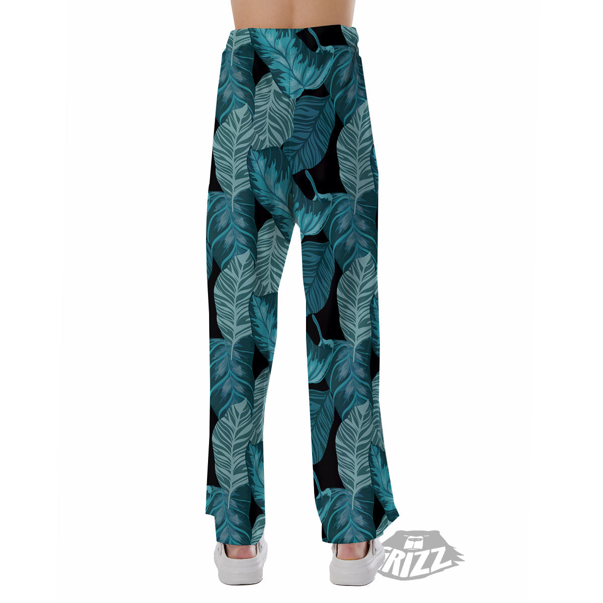 Banana Leaf Turquoise Print Pattern Pajama Pants-grizzshop