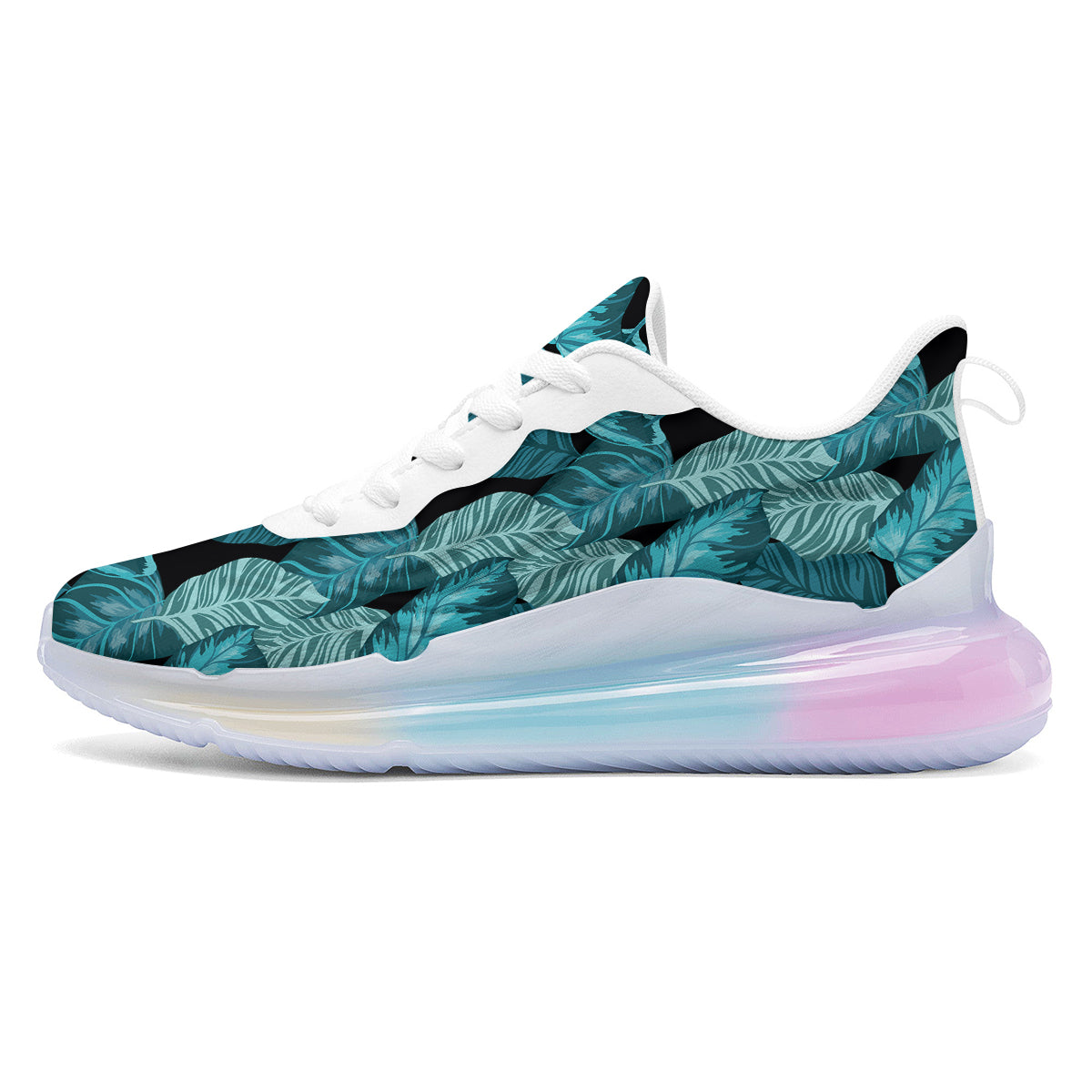 Banana Leaf Turquoise Print Pattern Running Sneakers-grizzshop