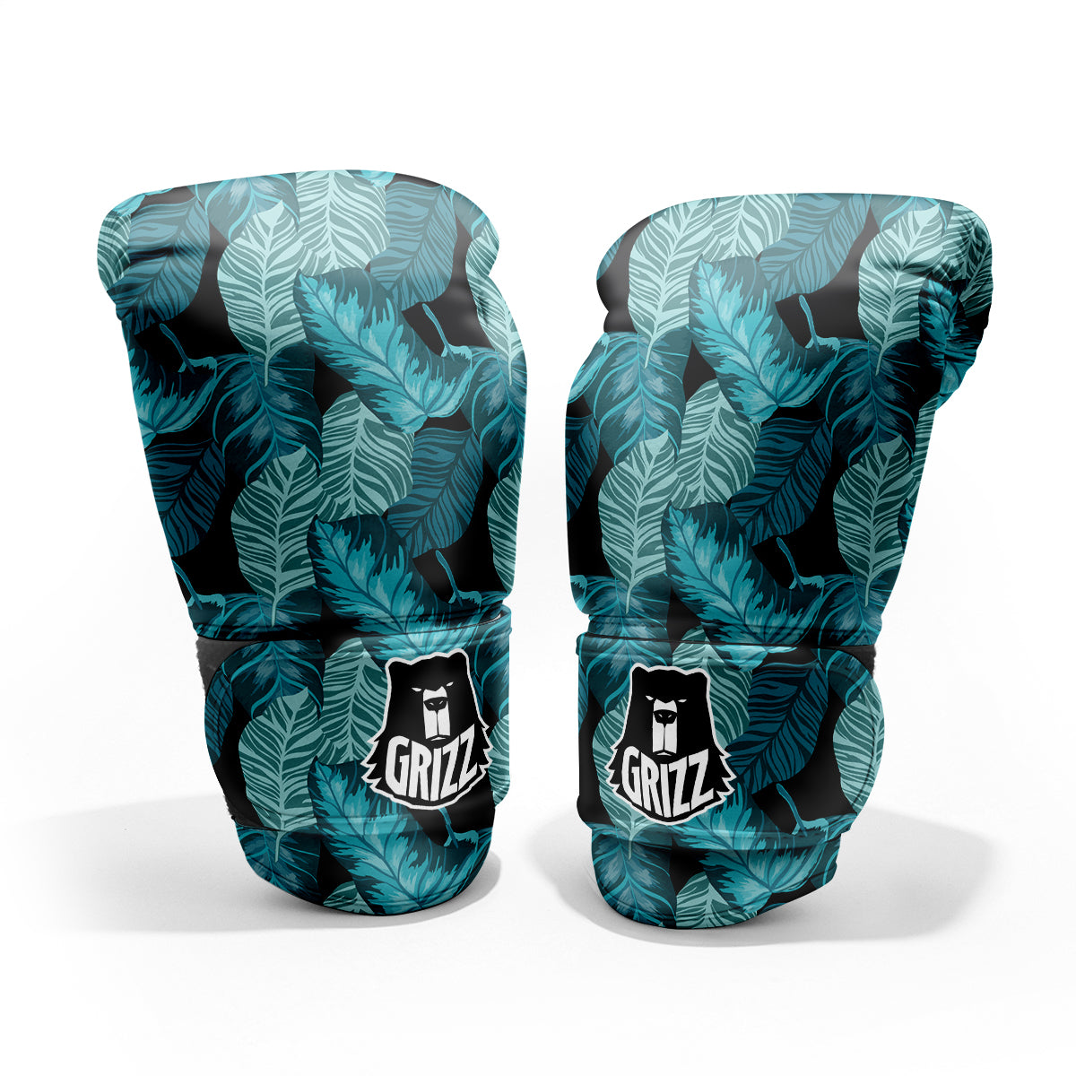 Banana Leaf Turquoise Print Pattern Pro Boxing Glove