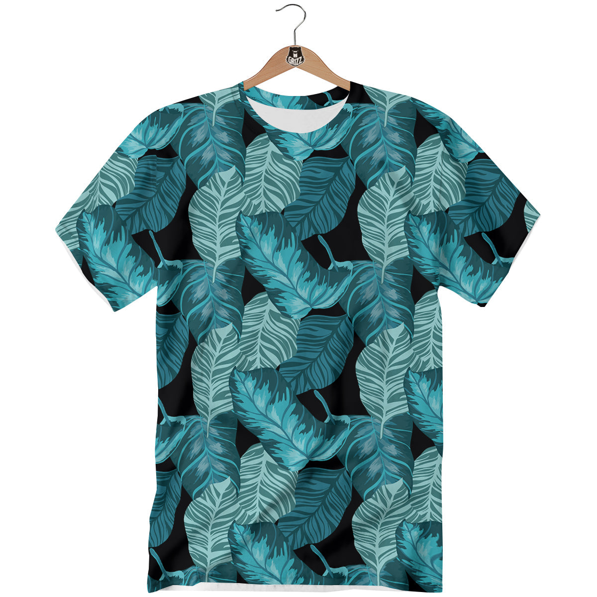 Banana Leaf Turquoise Print Pattern T-Shirt-grizzshop