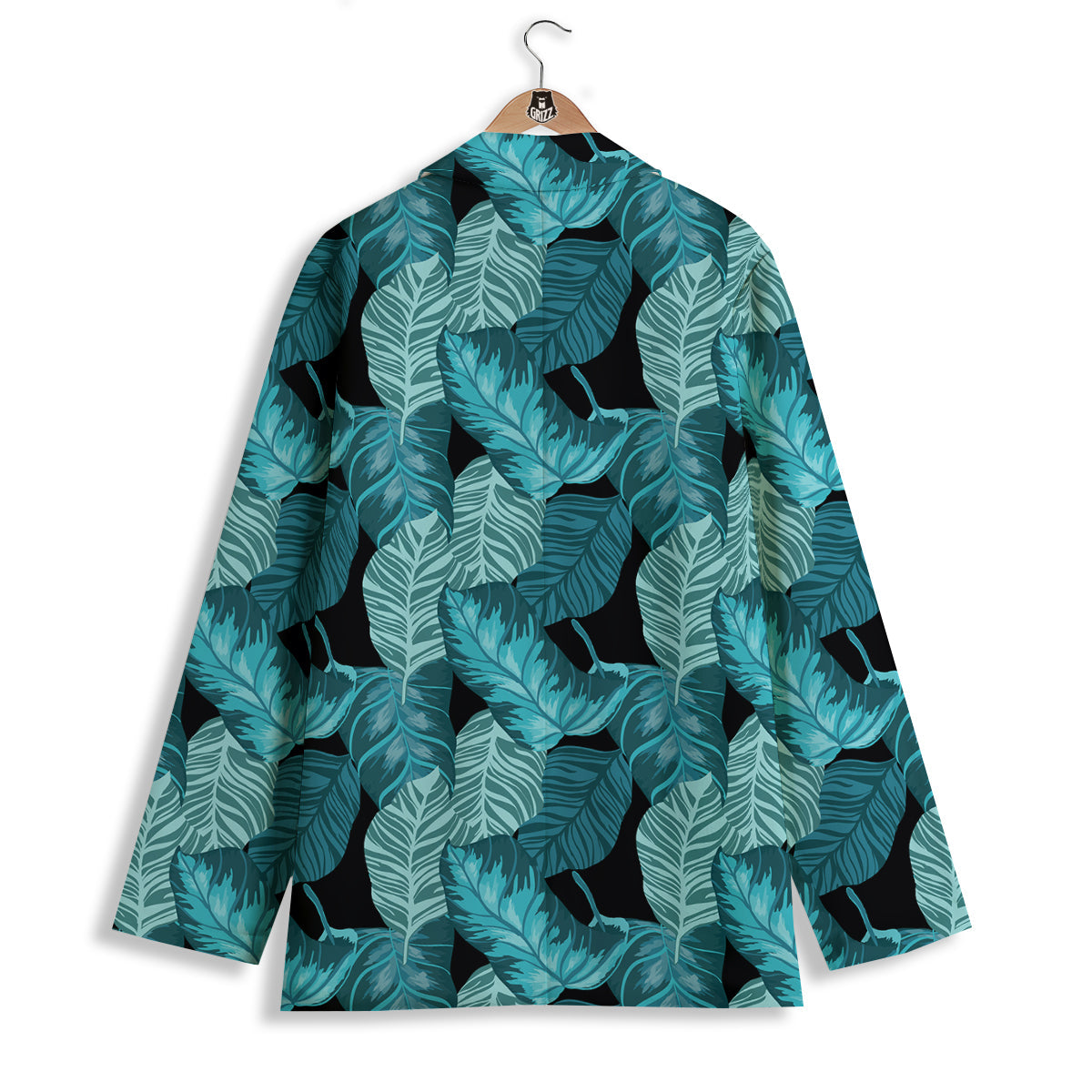 Banana Leaf Turquoise Print Pattern Women's Blazer-grizzshop