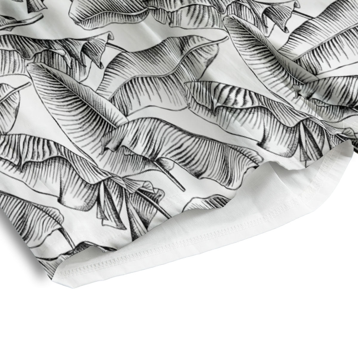 Banana Leaf White And Black Print Men's Athletic Shorts