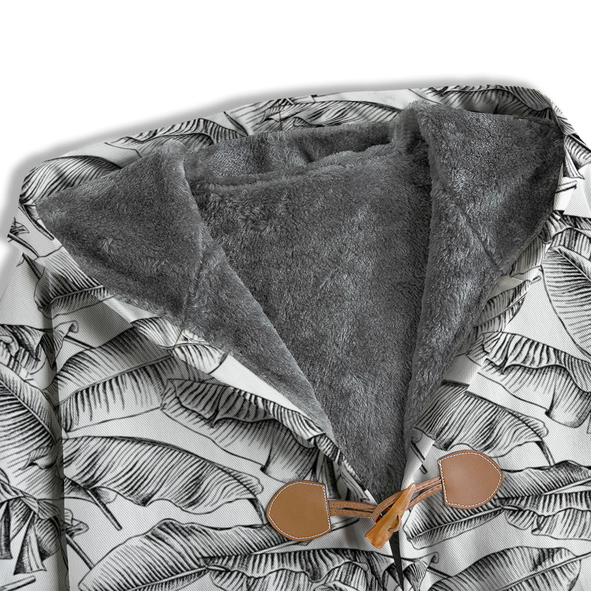 Banana Leaf White And Black Print Men's Windbreaker Jacket-grizzshop