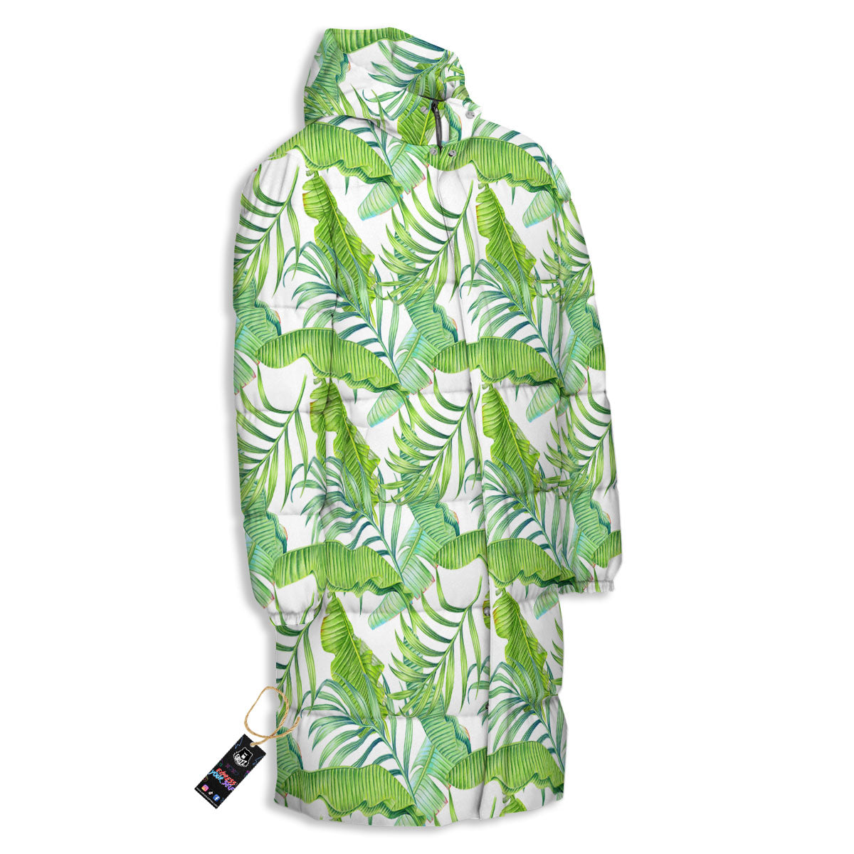 Banana Leave Palm Tree Print Pattern Long Down Jacket-grizzshop