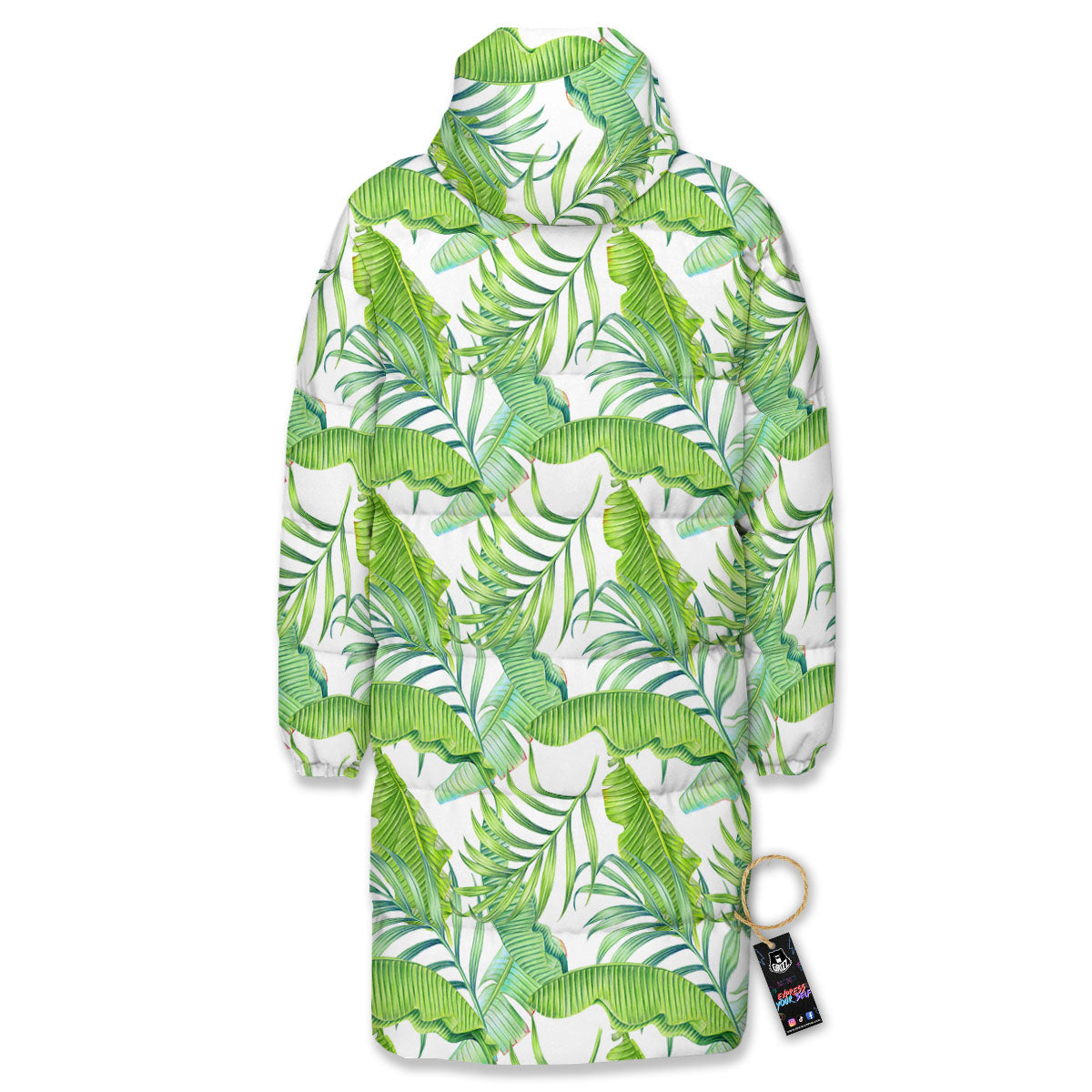 Banana Leave Palm Tree Print Pattern Long Down Jacket-grizzshop