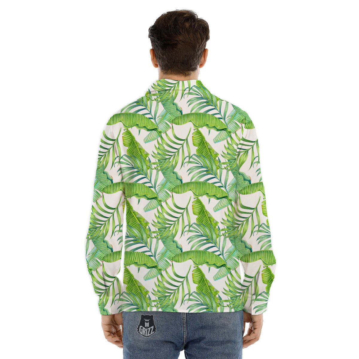Banana Leave Palm Tree Print Pattern Men's Dress Shirts-grizzshop