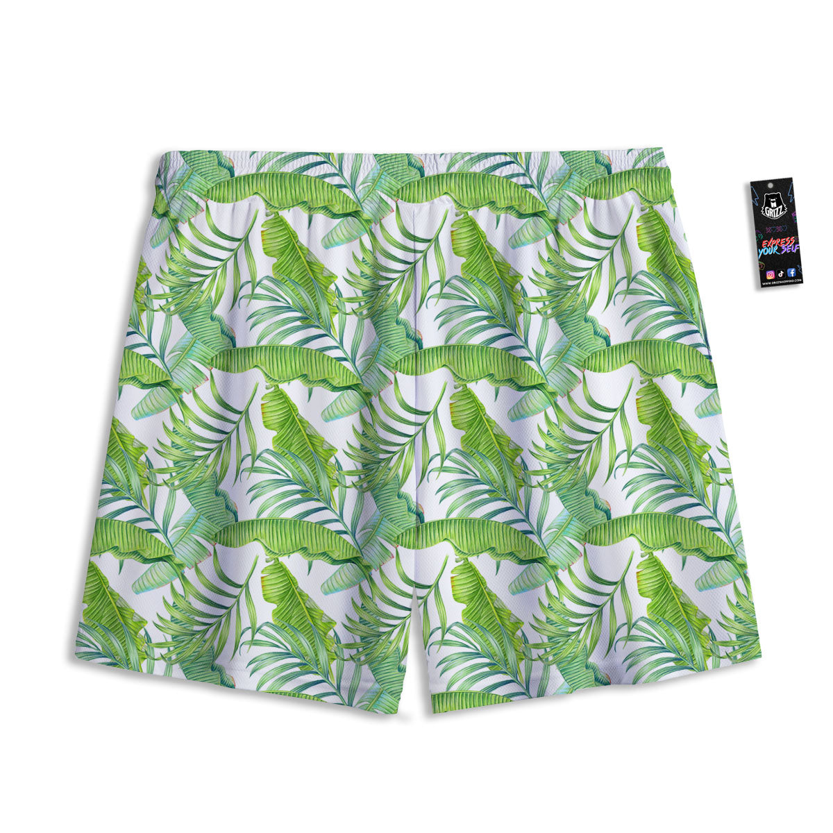 Banana Leave Palm Tree Print Pattern Mesh Shorts