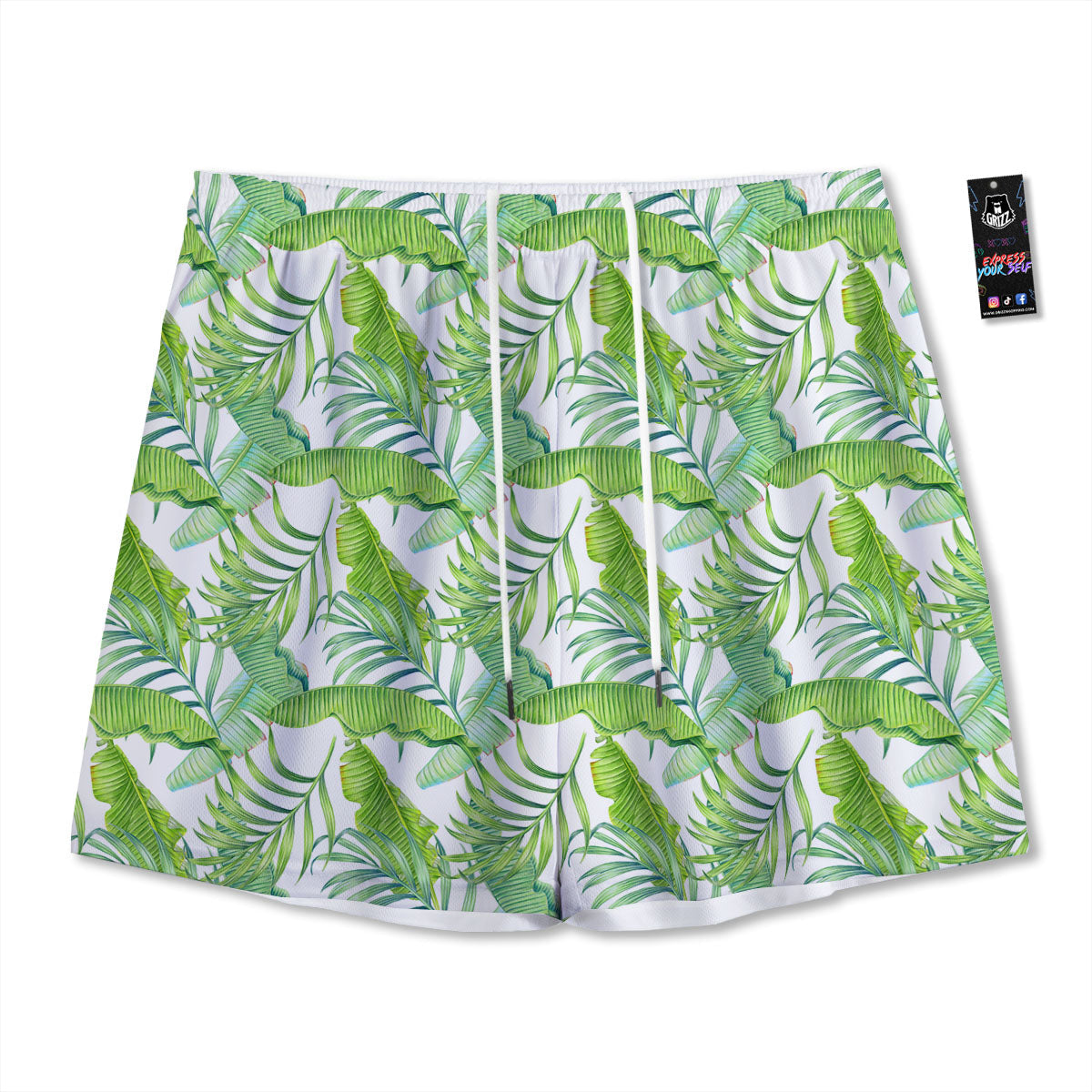 Banana Leave Palm Tree Print Pattern Mesh Shorts