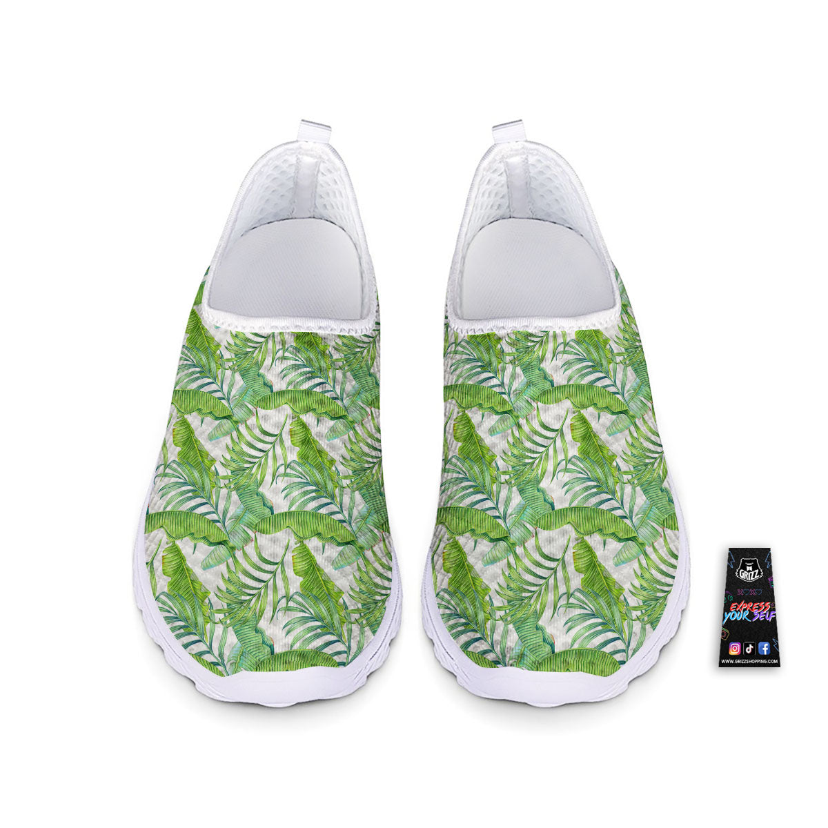 Banana Leave Palm Tree Print Pattern Nurse Shoes-grizzshop
