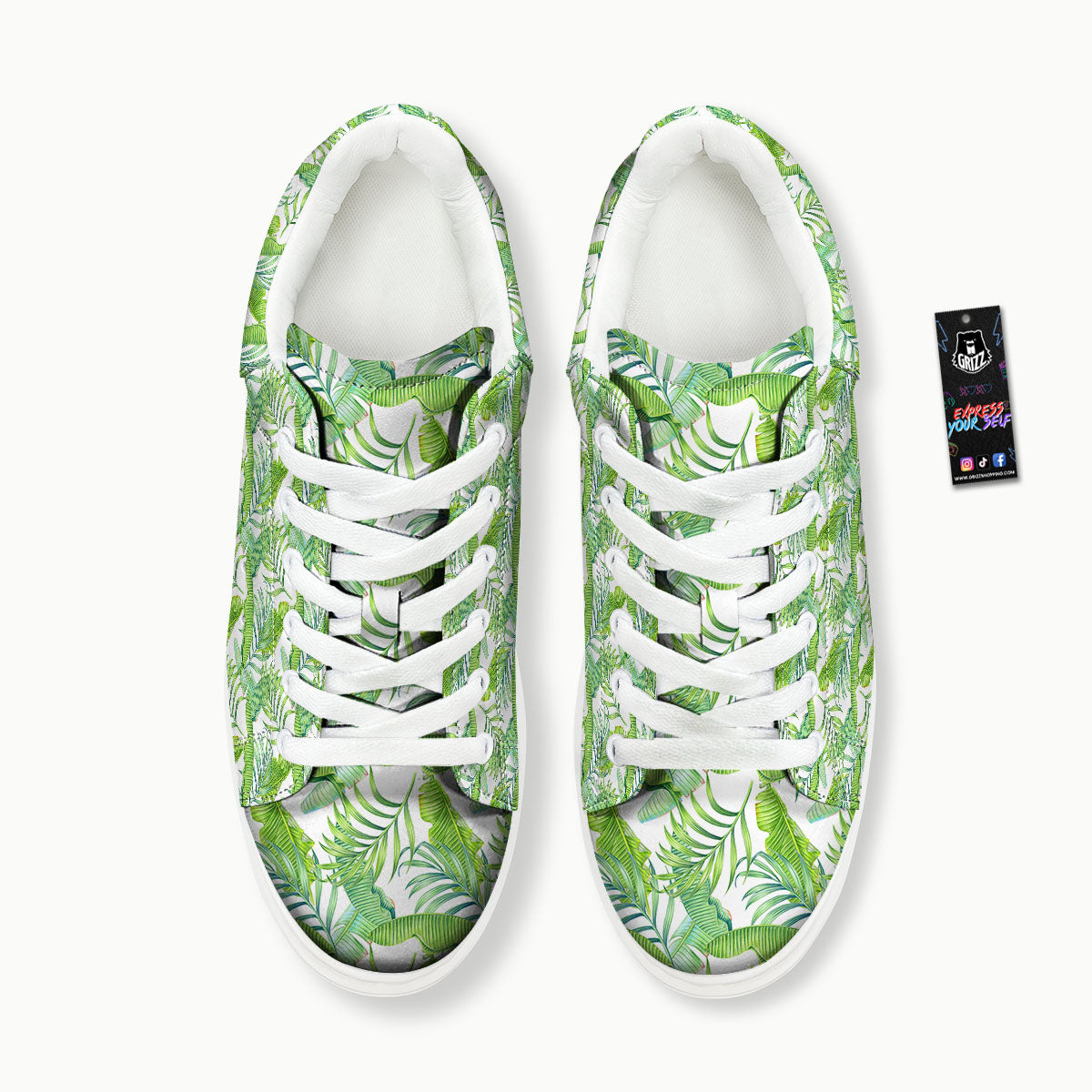 Banana Leave Palm Tree Print Pattern Platform Shoes-grizzshop