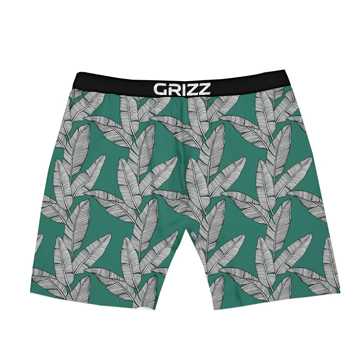 Banana Leaves Teal Print Pattern Boxer Briefs-grizzshop