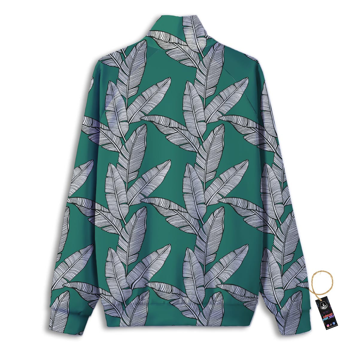 Banana Leaves Teal Print Pattern Track Jacket-grizzshop