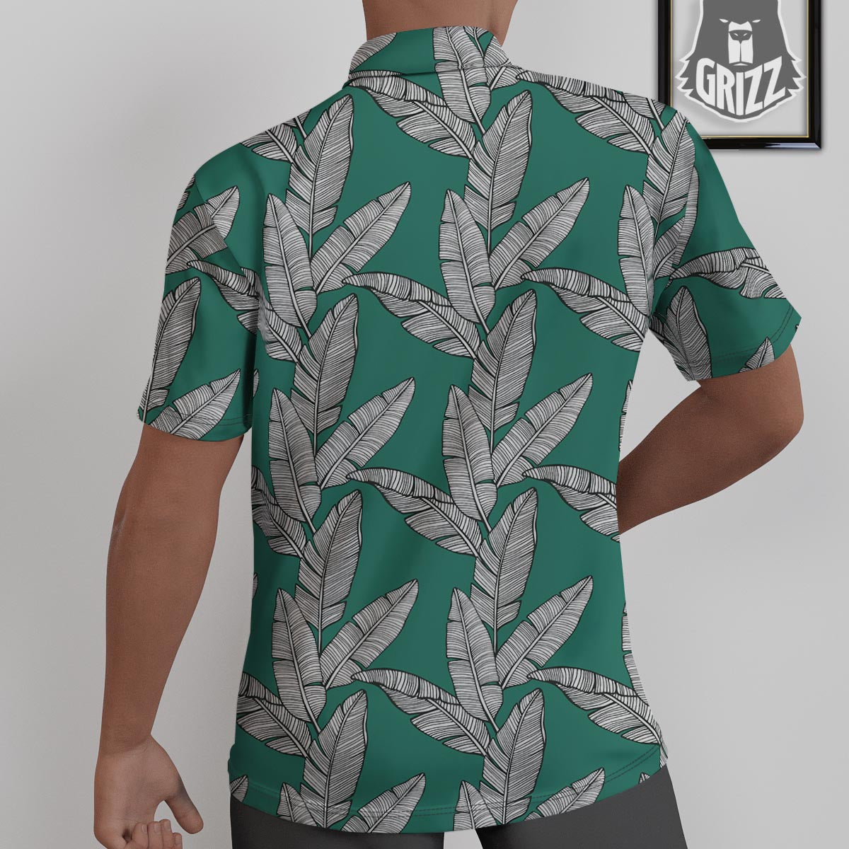 Banana Leaves Teal Print Pattern Untucked Shirts-grizzshop