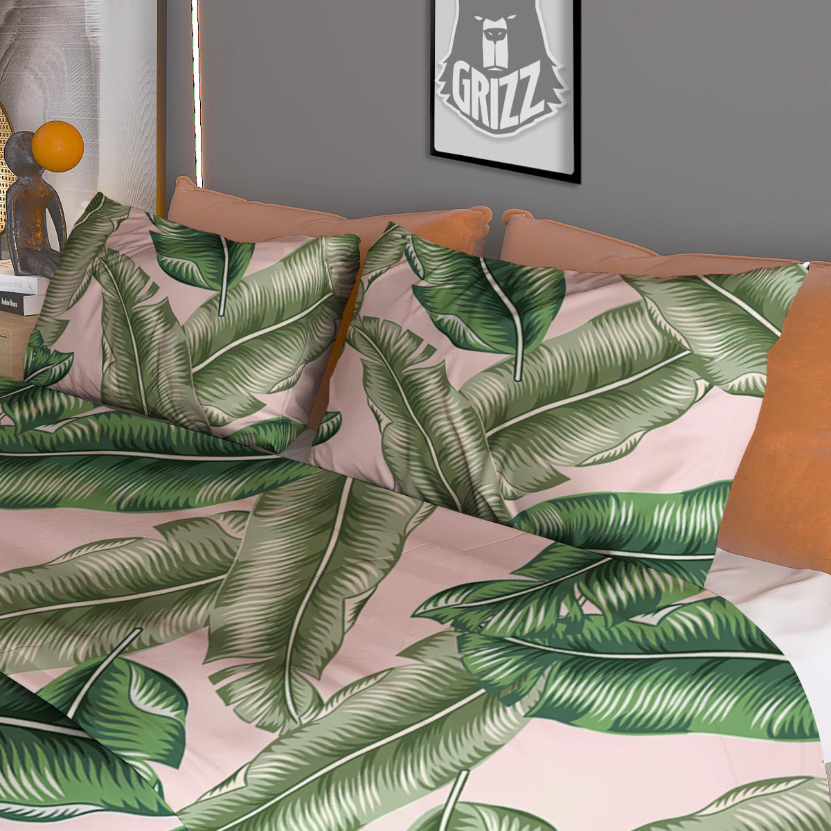 Banana Leaves Tropical Print Pattern Duvet Cover Bedding Set-grizzshop