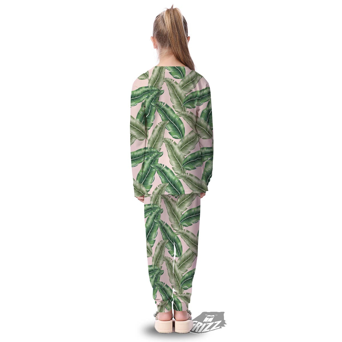 Banana Leaves Tropical Print Pattern Kid's Pajamas-grizzshop