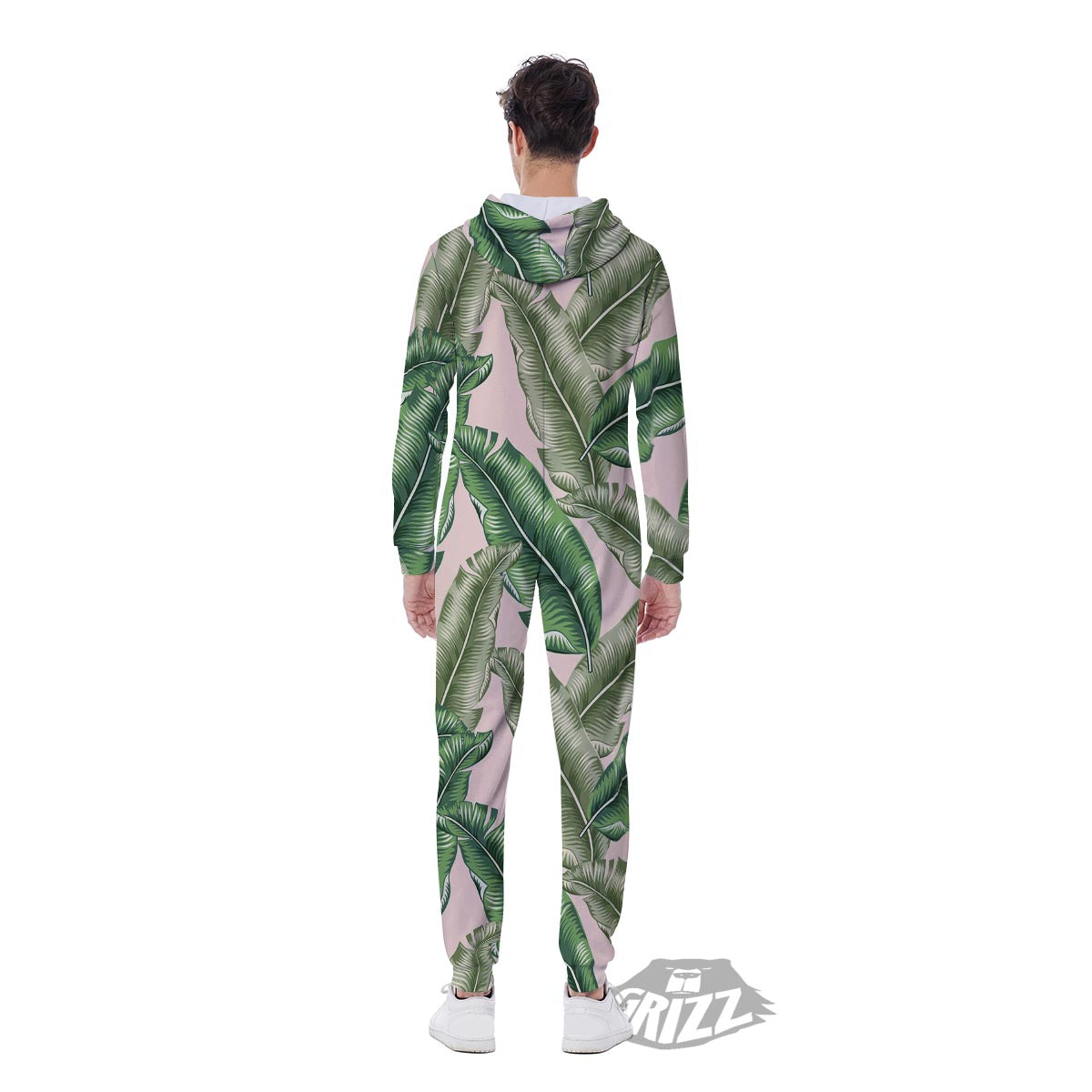 Banana Leaves Tropical Print Pattern Men's Jumpsuit-grizzshop