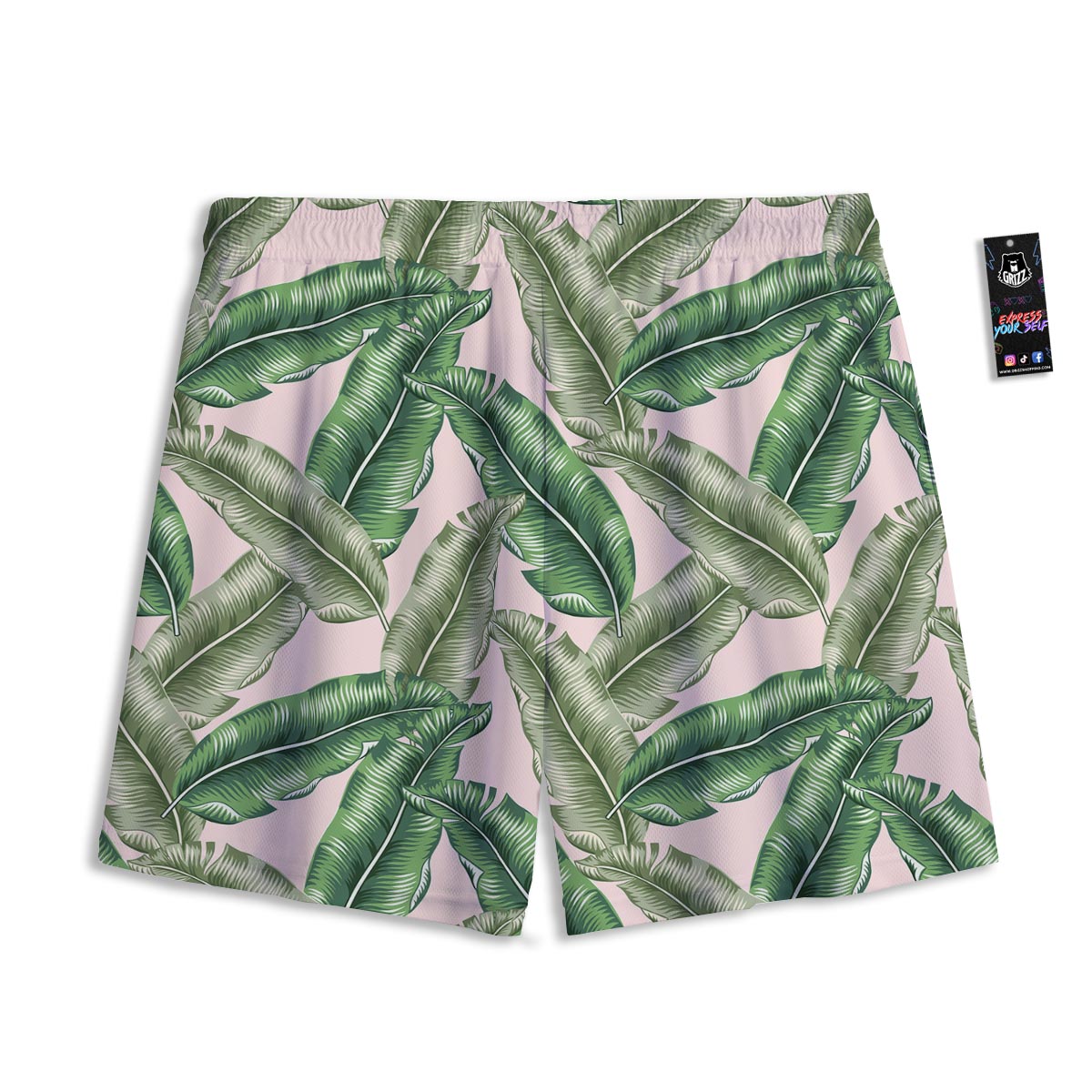 Banana Leaves Tropical Print Pattern Mesh Shorts-grizzshop