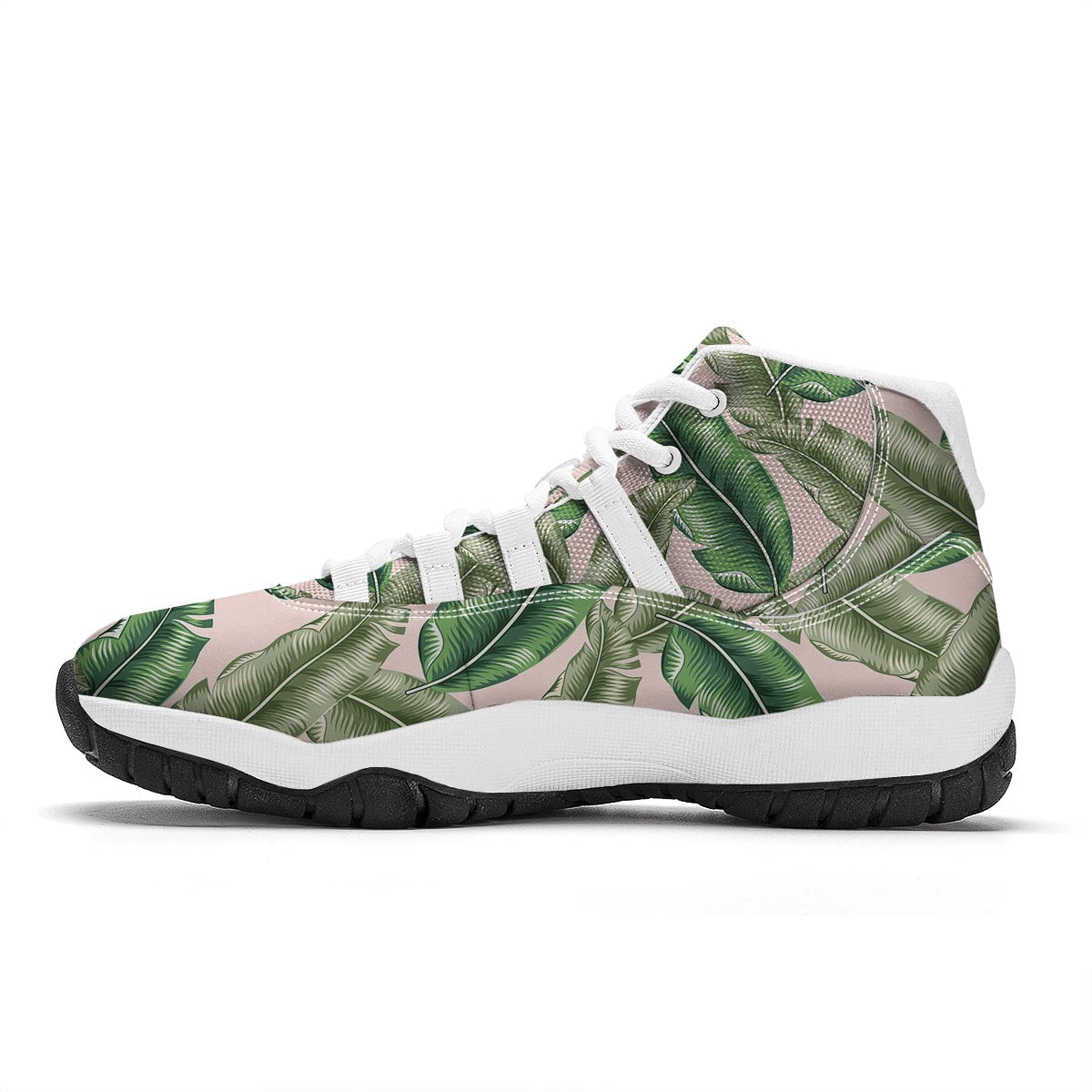 Banana Leaves Tropical Print Pattern White Bball Shoes-grizzshop