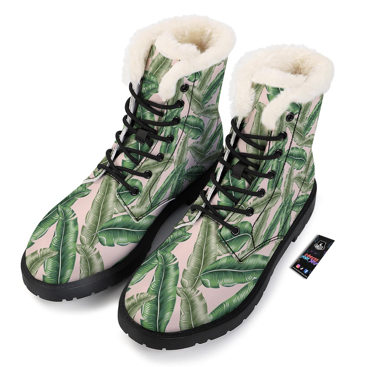 Banana Leaves Tropical Print Pattern Winter Boots-grizzshop