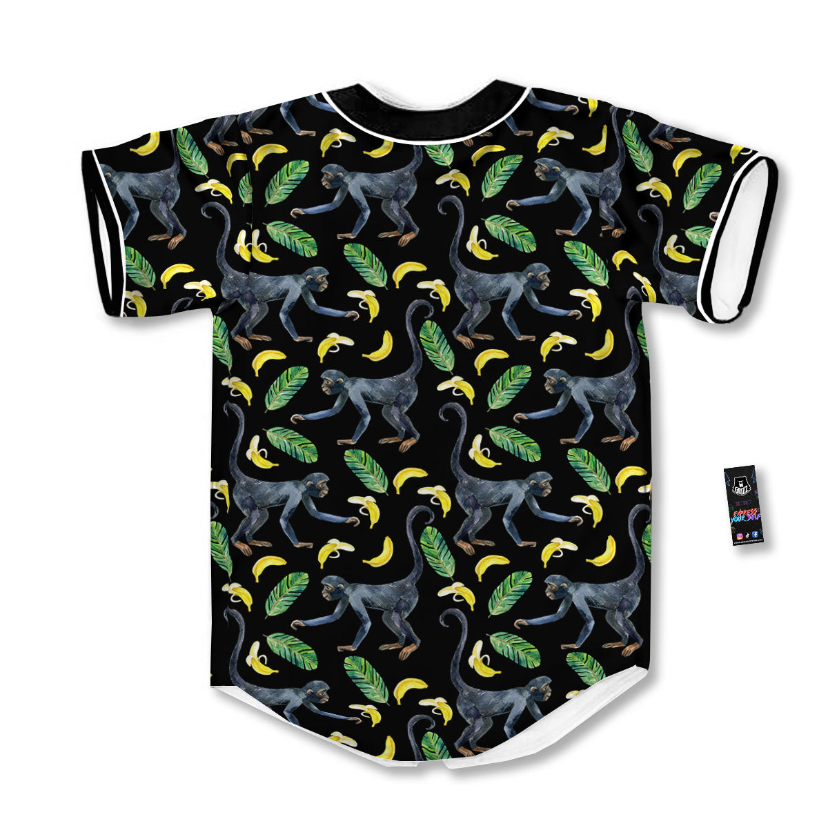 Banana Monkey Pattern Pattern Baseball Jersey-grizzshop