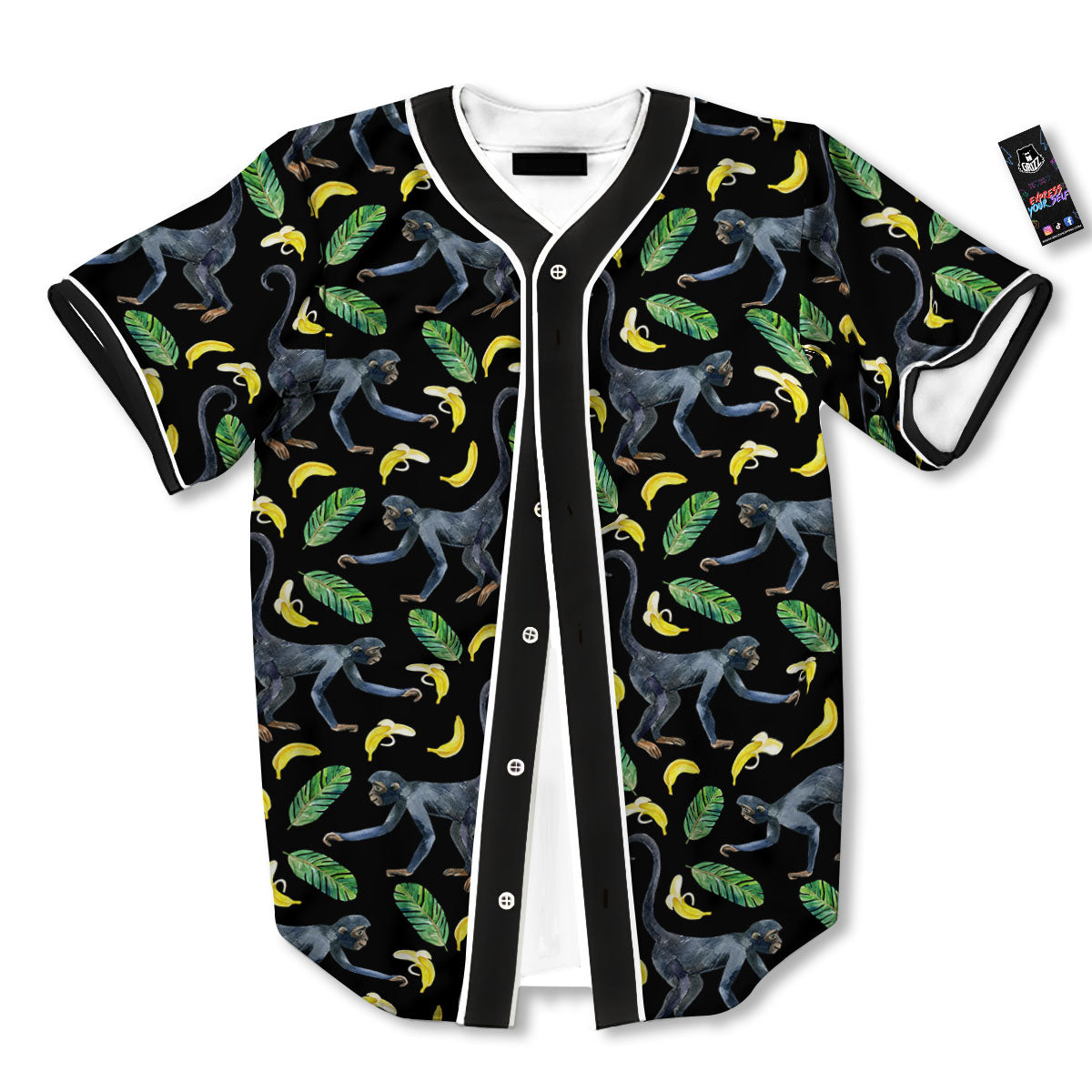 Banana Monkey Pattern Pattern Baseball Jersey-grizzshop