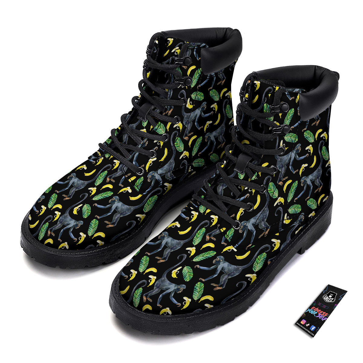 Banana Monkey Pattern Pattern Boots-grizzshop