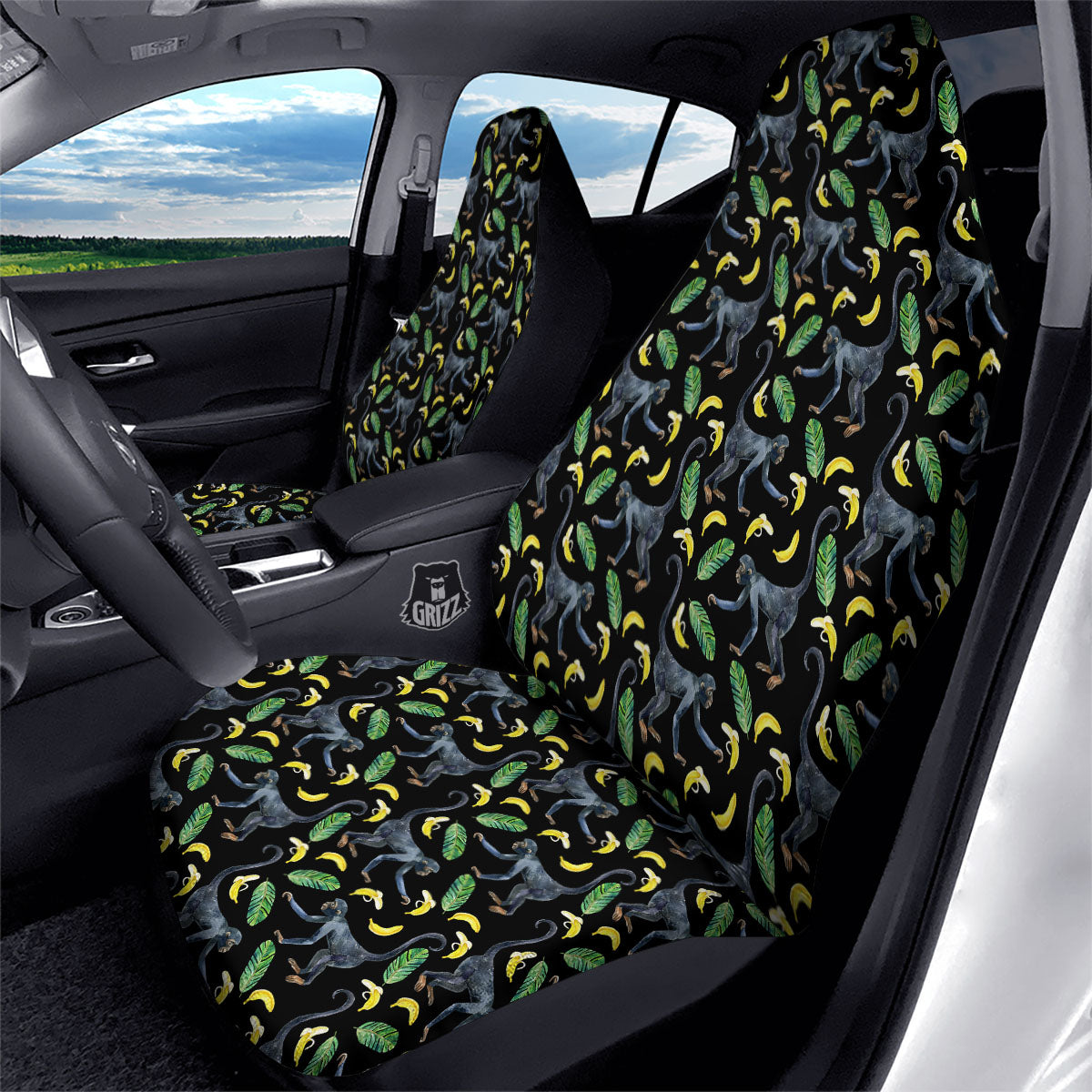 Banana Monkey Pattern Pattern Car Seat Covers-grizzshop