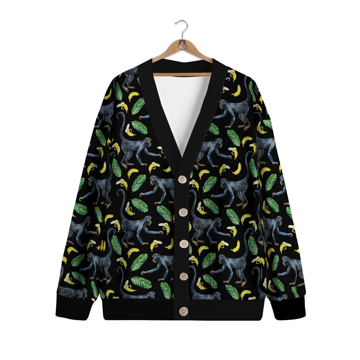 Banana Monkey Pattern Pattern Cardigan-grizzshop