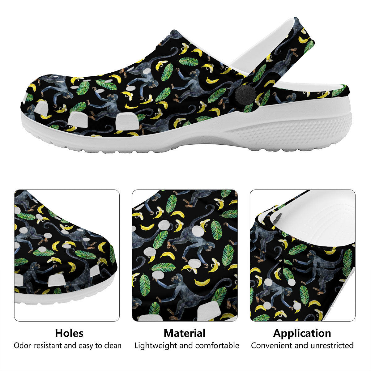 Banana Monkey Pattern Pattern Clog-grizzshop