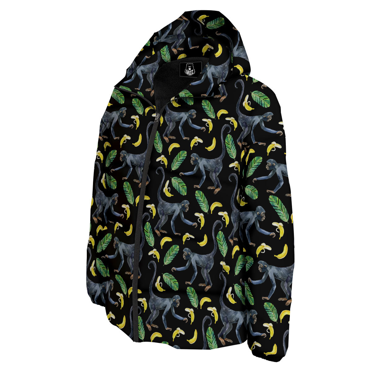 Banana Monkey Pattern Pattern Down Jacket-grizzshop