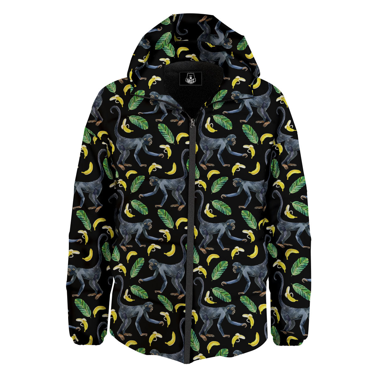 Banana Monkey Pattern Pattern Down Jacket-grizzshop