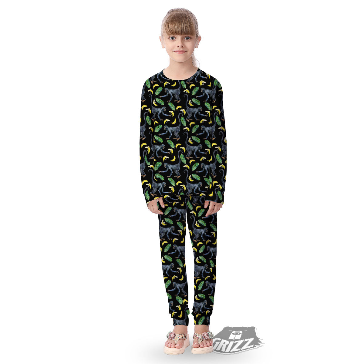 Banana Monkey Pattern Pattern Kid's Pajamas-grizzshop