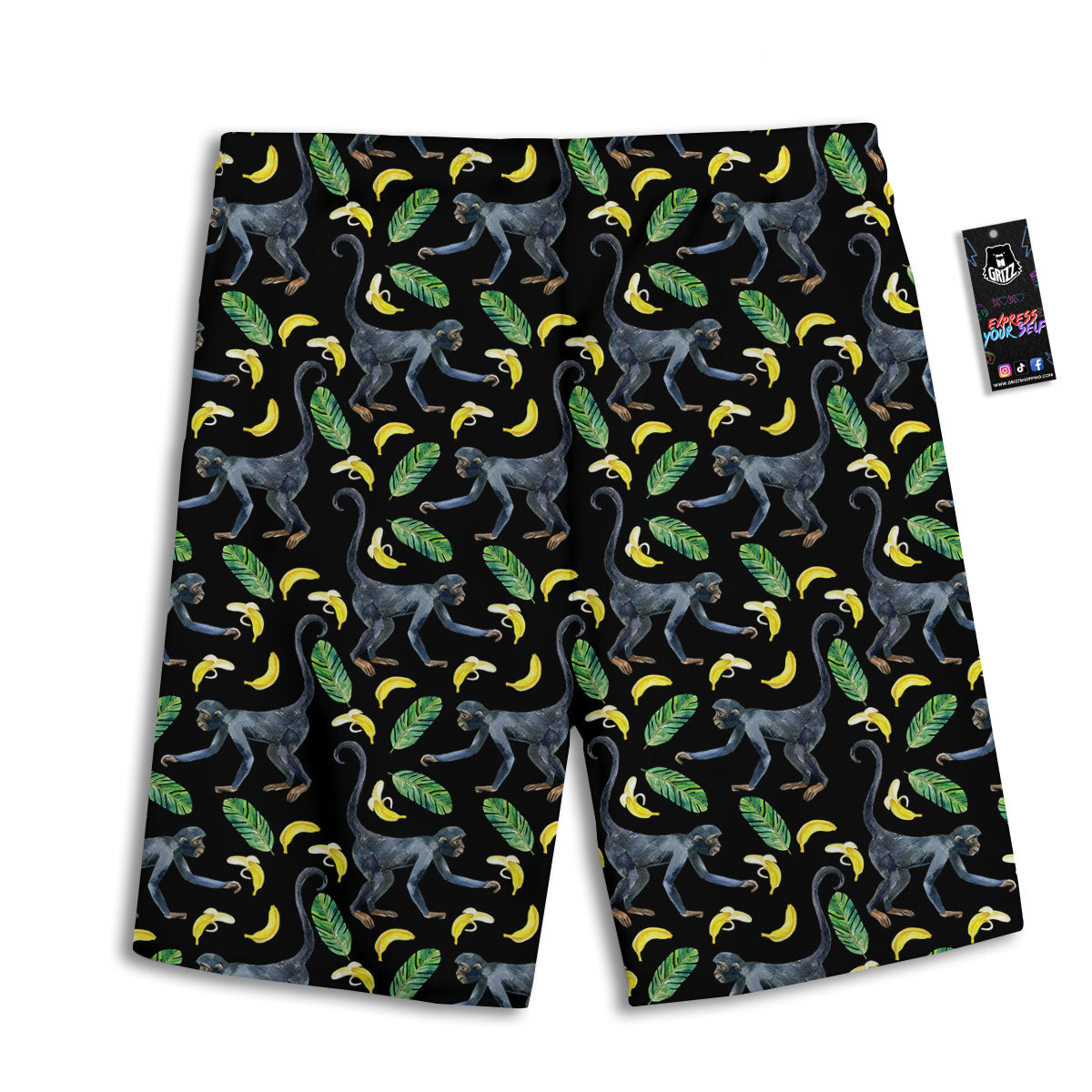 Banana Monkey Pattern Pattern Men's Athletic Shorts-grizzshop