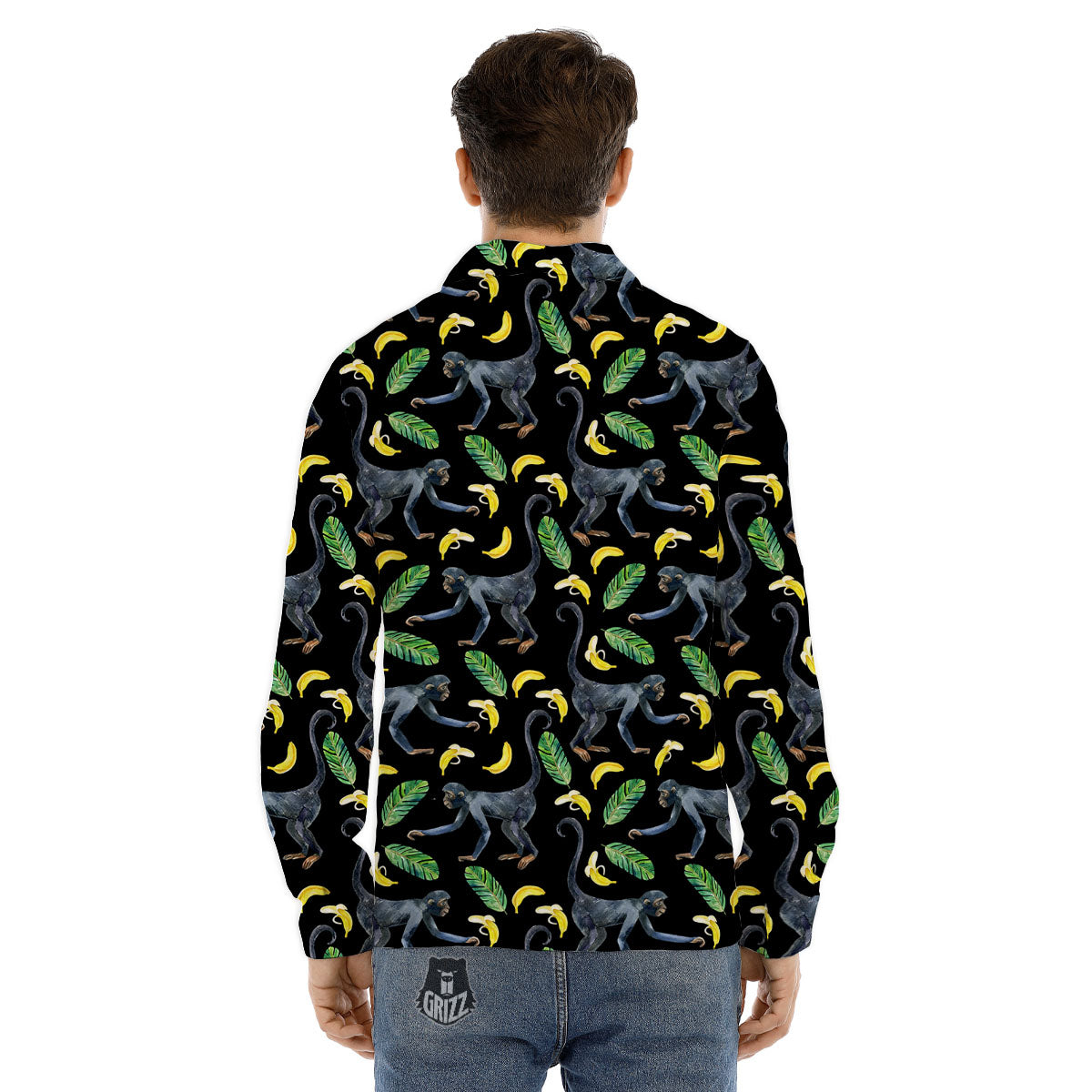 Banana Monkey Pattern Pattern Men's Dress Shirts-grizzshop