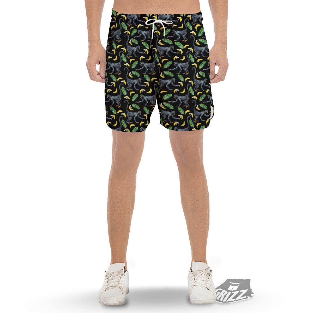 Banana Monkey Pattern Pattern Men's Gym Shorts-grizzshop