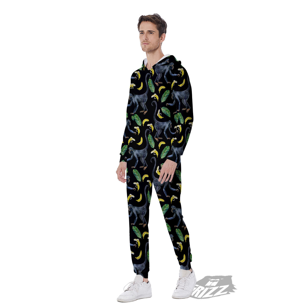 Banana Monkey Pattern Pattern Men's Jumpsuit-grizzshop