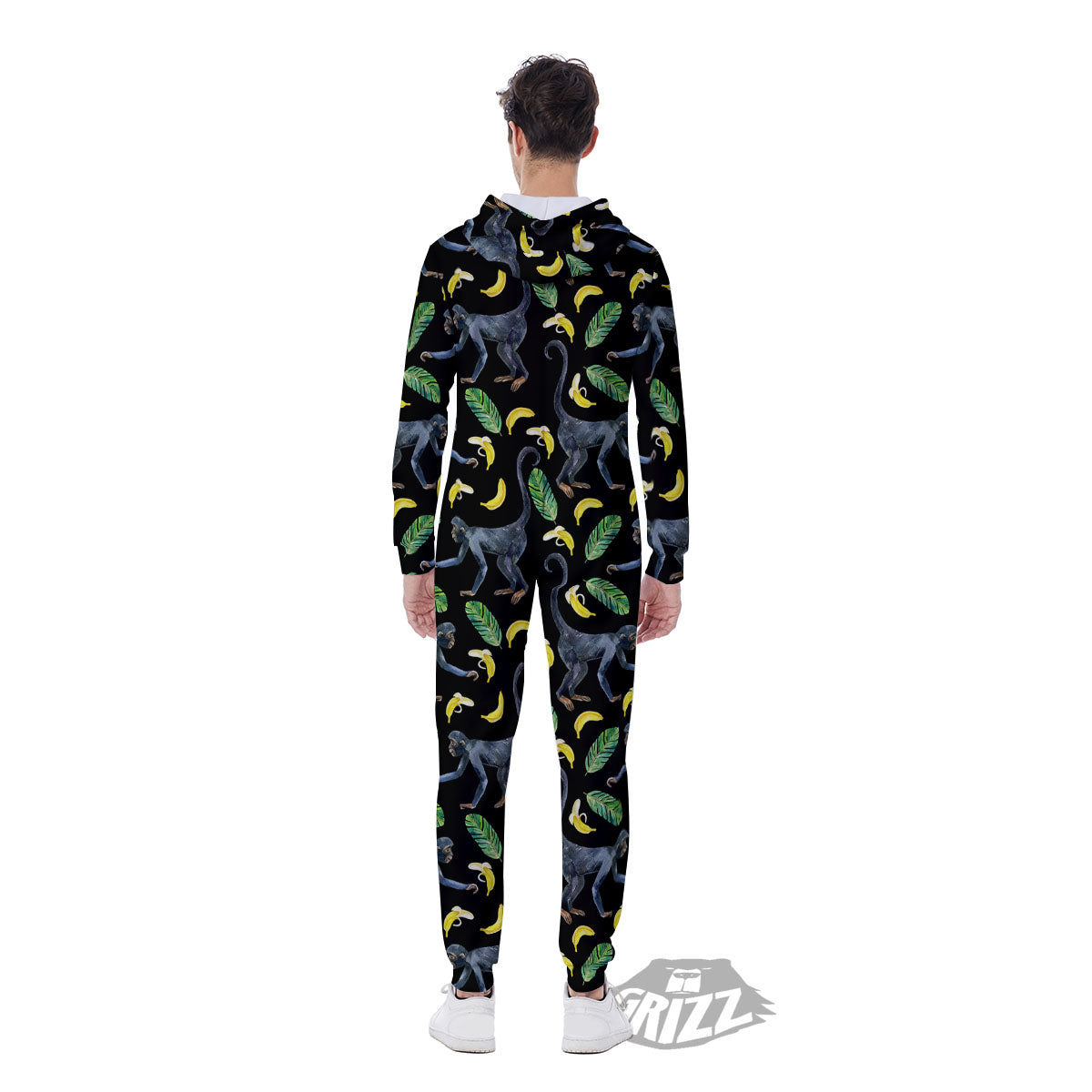 Banana Monkey Pattern Pattern Men's Jumpsuit-grizzshop