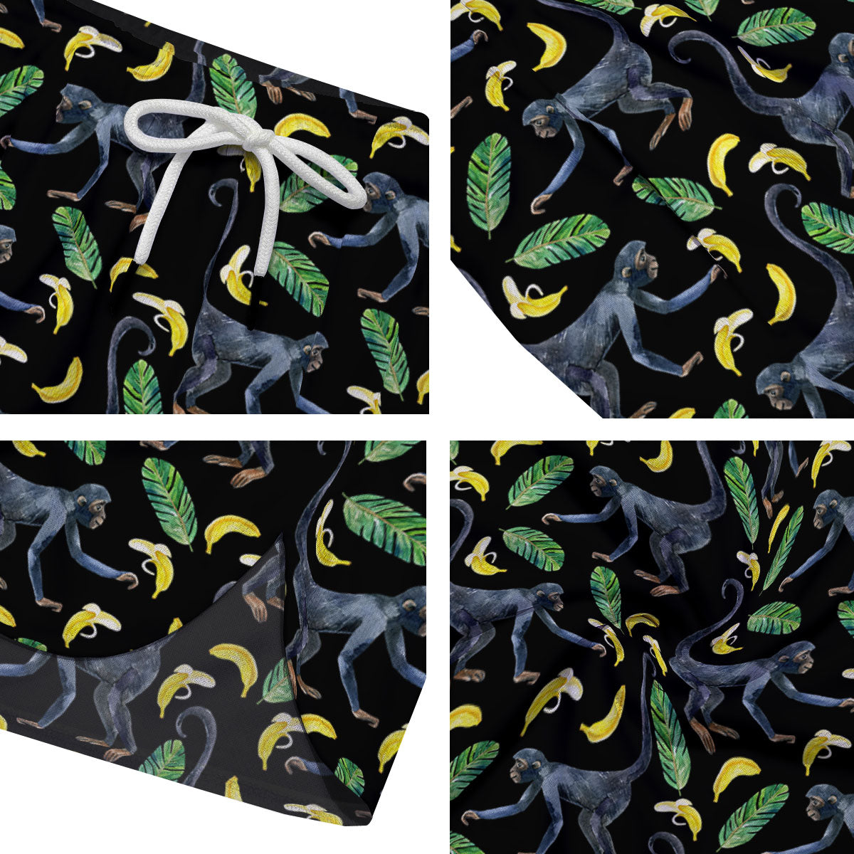 Banana Monkey Pattern Pattern Men's Running Shorts-grizzshop