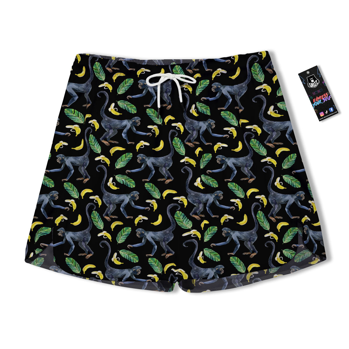Banana Monkey Pattern Pattern Men's Running Shorts-grizzshop