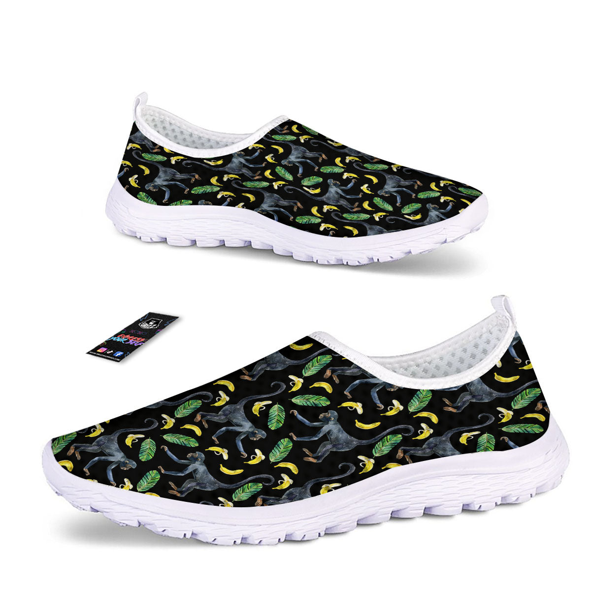 Banana Monkey Pattern Pattern Nurse Shoes-grizzshop