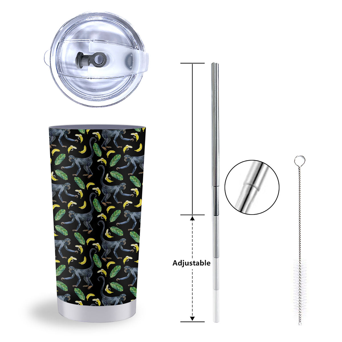 Banana Monkey Pattern Pattern Tumbler-grizzshop