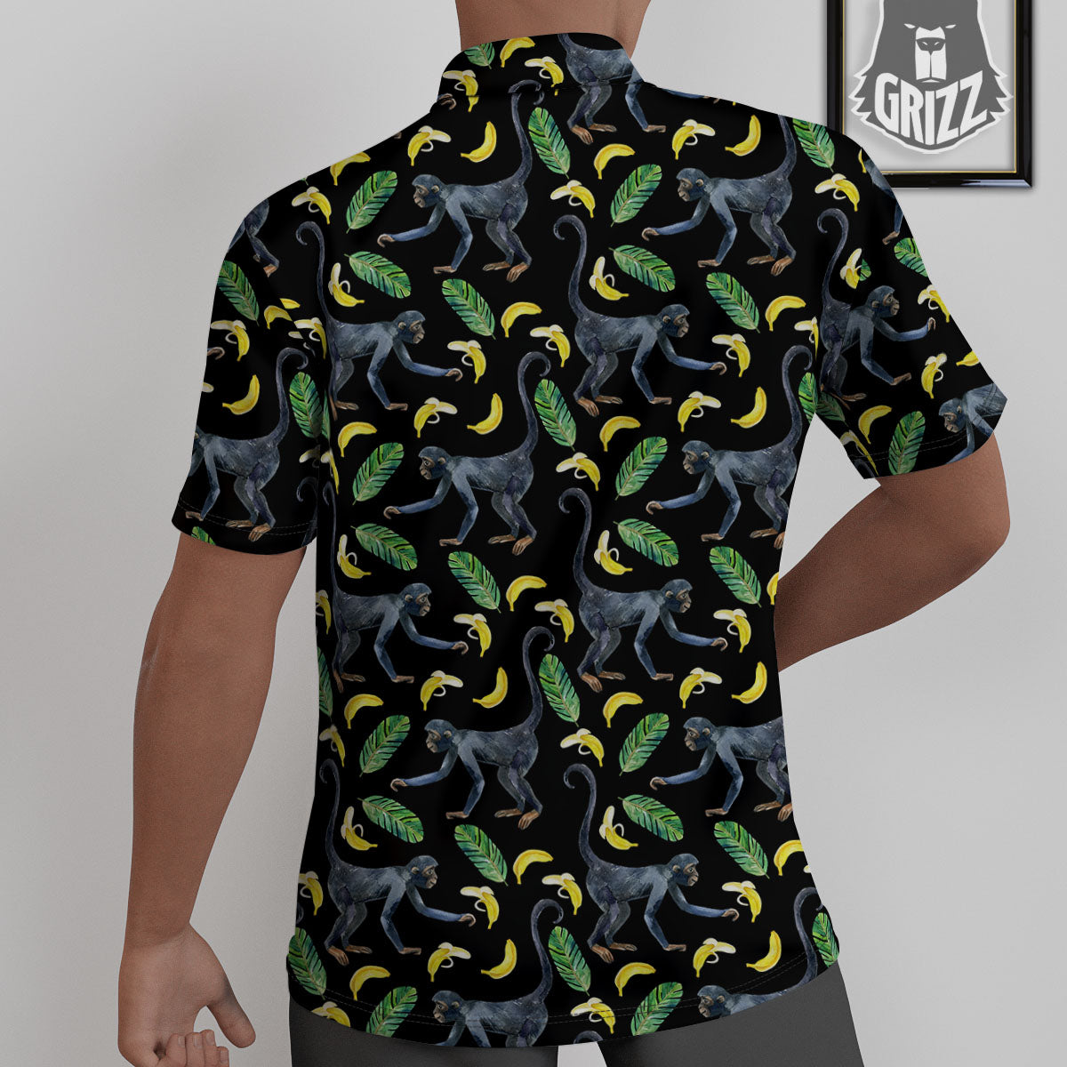 Banana Monkey Pattern Pattern Untucked Shirts-grizzshop