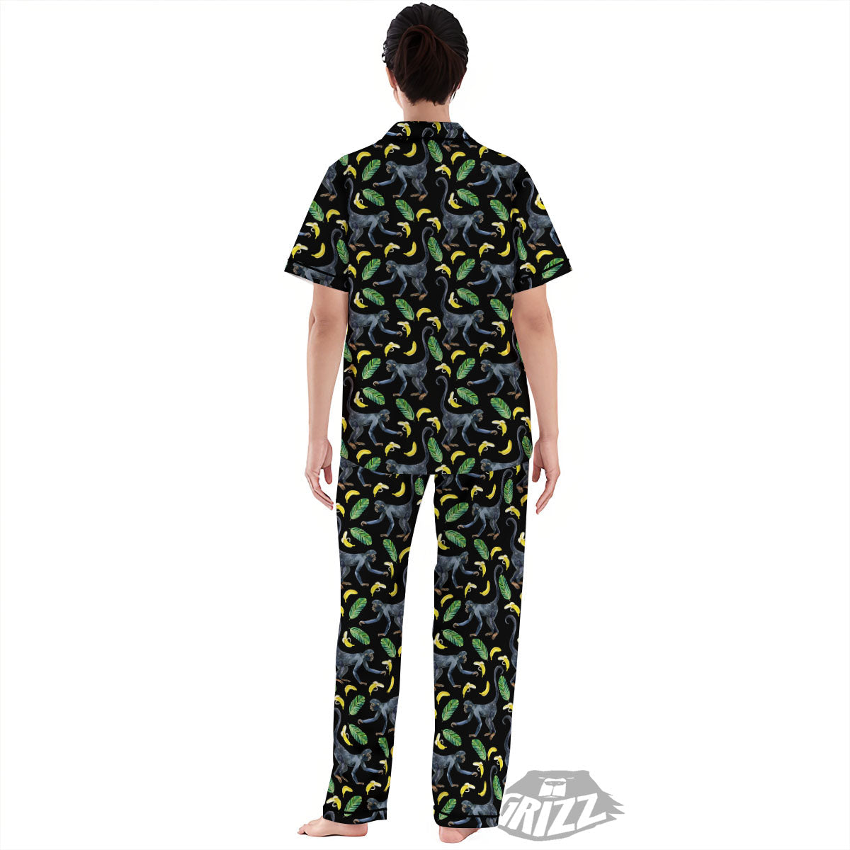 Banana Monkey Pattern Pattern Women's Pajamas Set-grizzshop